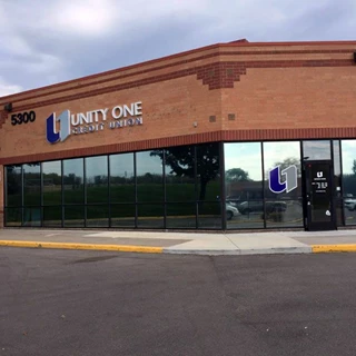 Exterior Lit Channel Letter Sign for Unity One Credit Union in Inver Grove Heights, MN